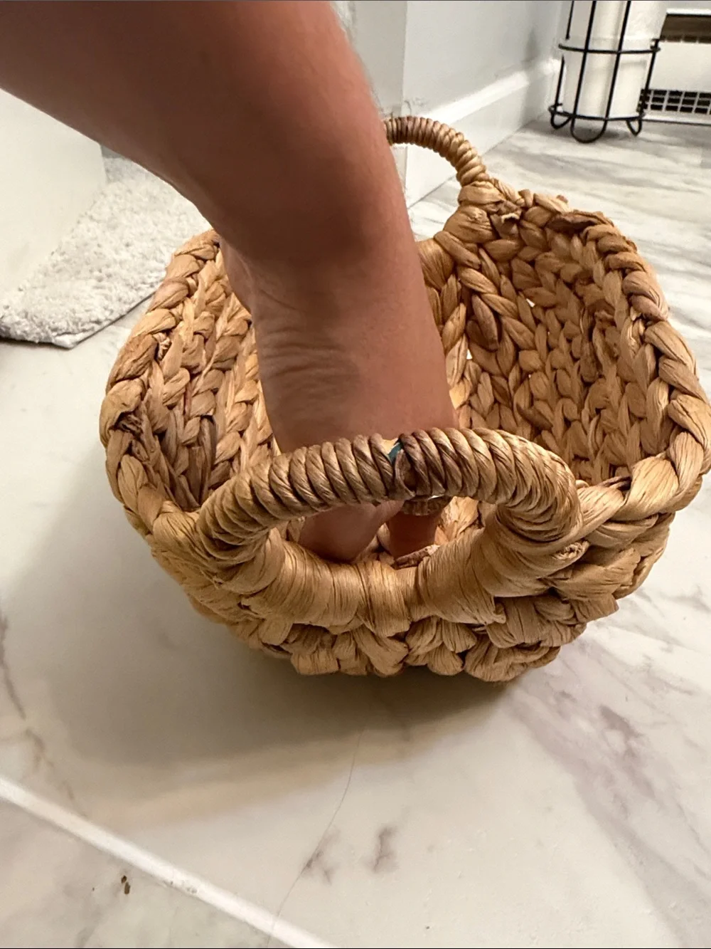 Handwoven Natural Seagrass Storage Basket with Handles